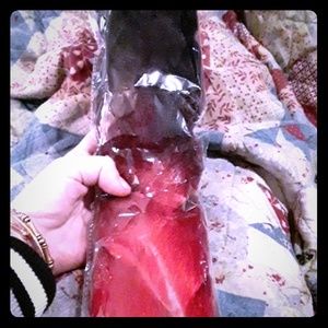 Synthetic hair with ombre black to red